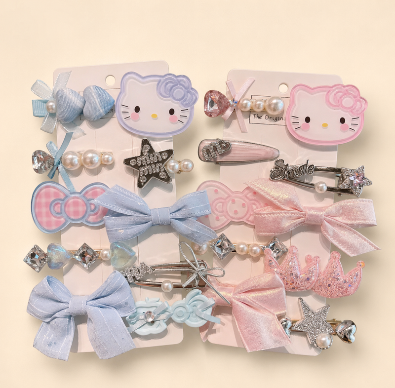 Kawaii Character Hair Clips Set