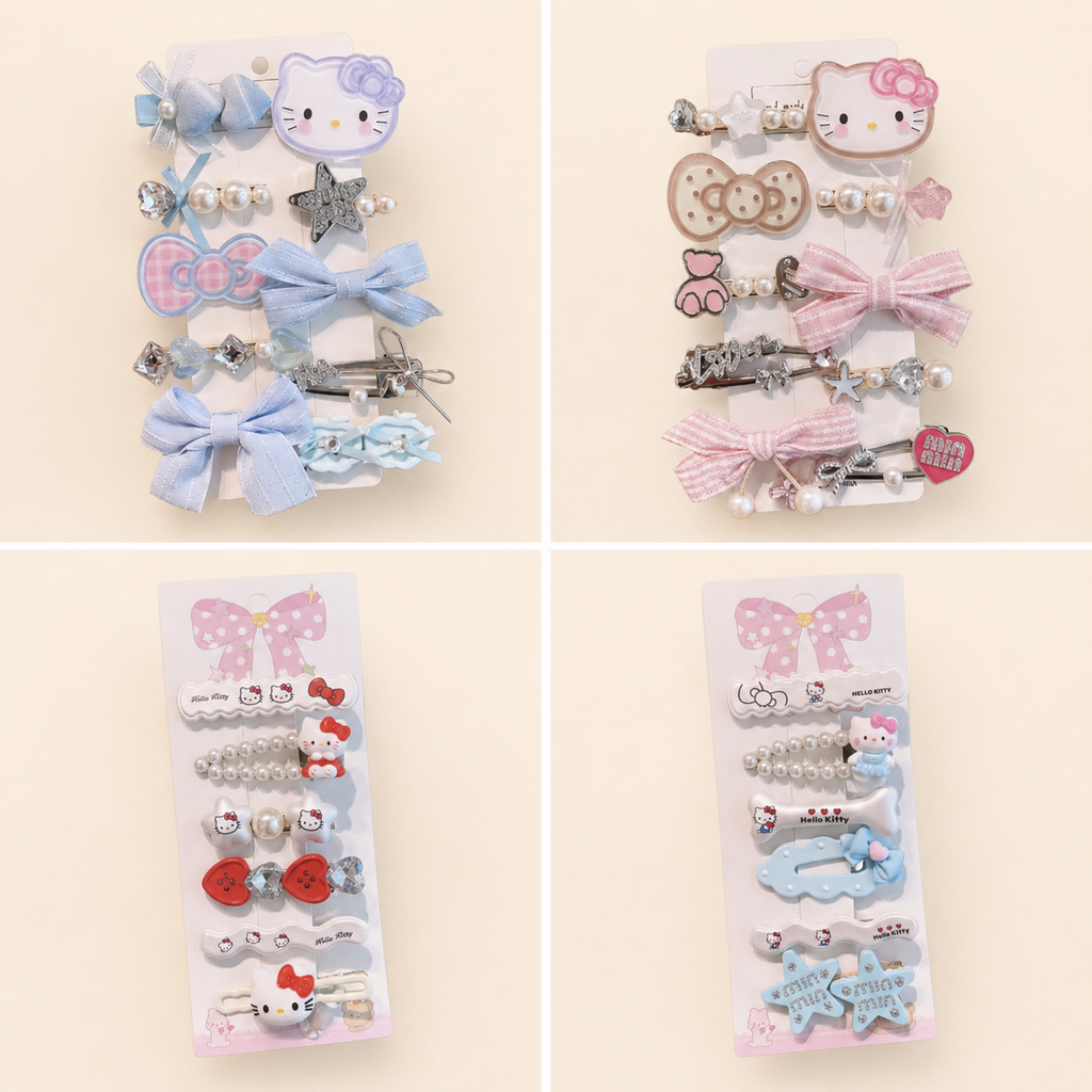 Kawaii Character Hair Clips Set
