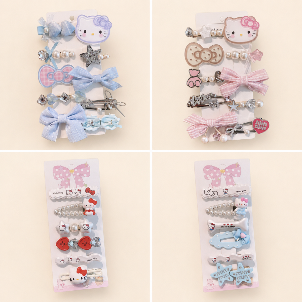 Kawaii Character Hair Clips Set