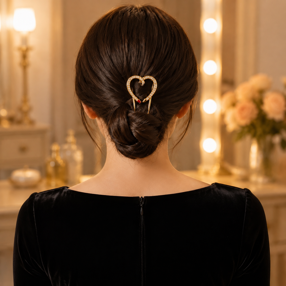 Piper K Apple Twist, Tuck & Go Hair Pins – 2-Piece Rhinestone Hair Pin Set