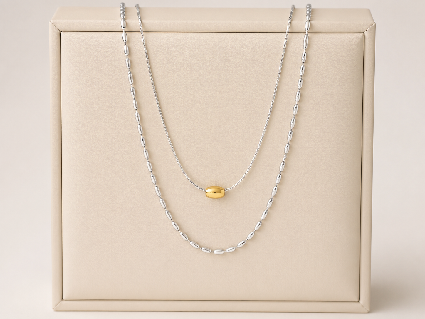18K Gold Plated Layered Bar Pendant Necklace | Tarnish-Free Stainless Steel