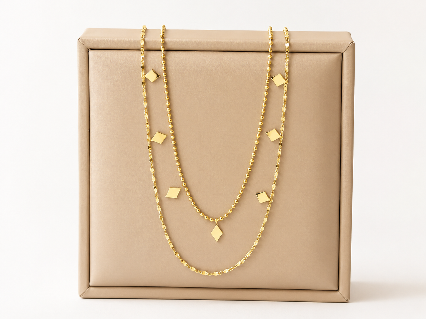 18K Gold Plated Layered Bar Pendant Necklace | Tarnish-Free Stainless Steel