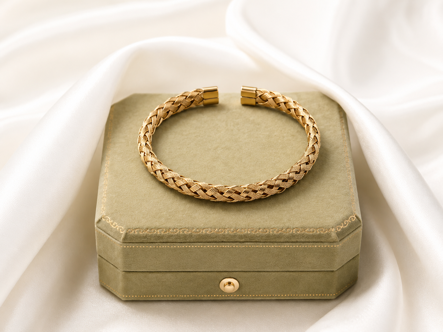 Luna Mesh Open Cuff Bracelet – 18K Gold PVD Stainless Steel