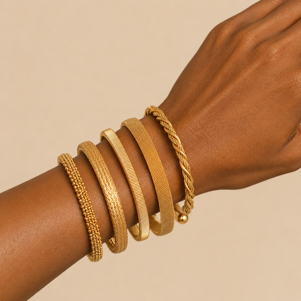 Luna Mesh Open Cuff Bracelet – 18K Gold PVD Stainless Steel