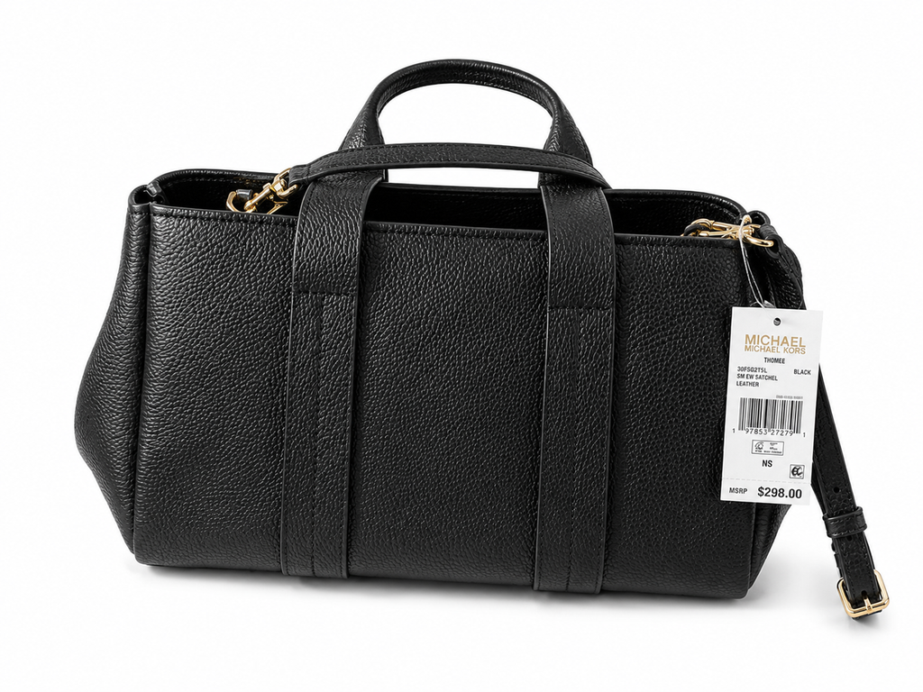 Michael Kors Black Signature Logo Satchel Crossbody Bag