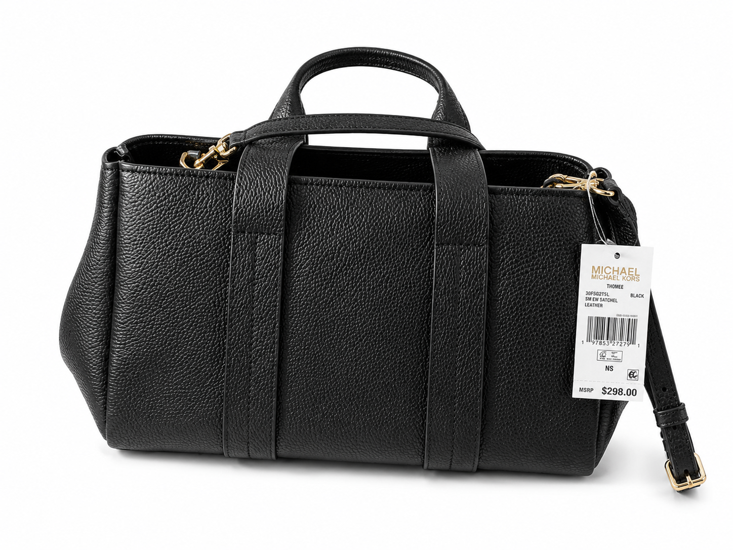 Michael Kors Black Signature Logo Satchel Crossbody Bag