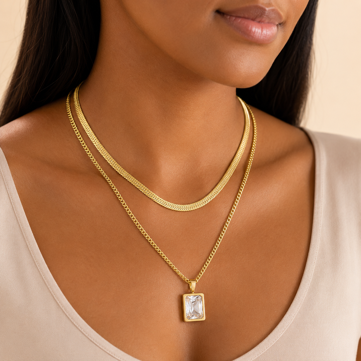 18K Gold Pendant & Charm Necklace – Tarnish-Free