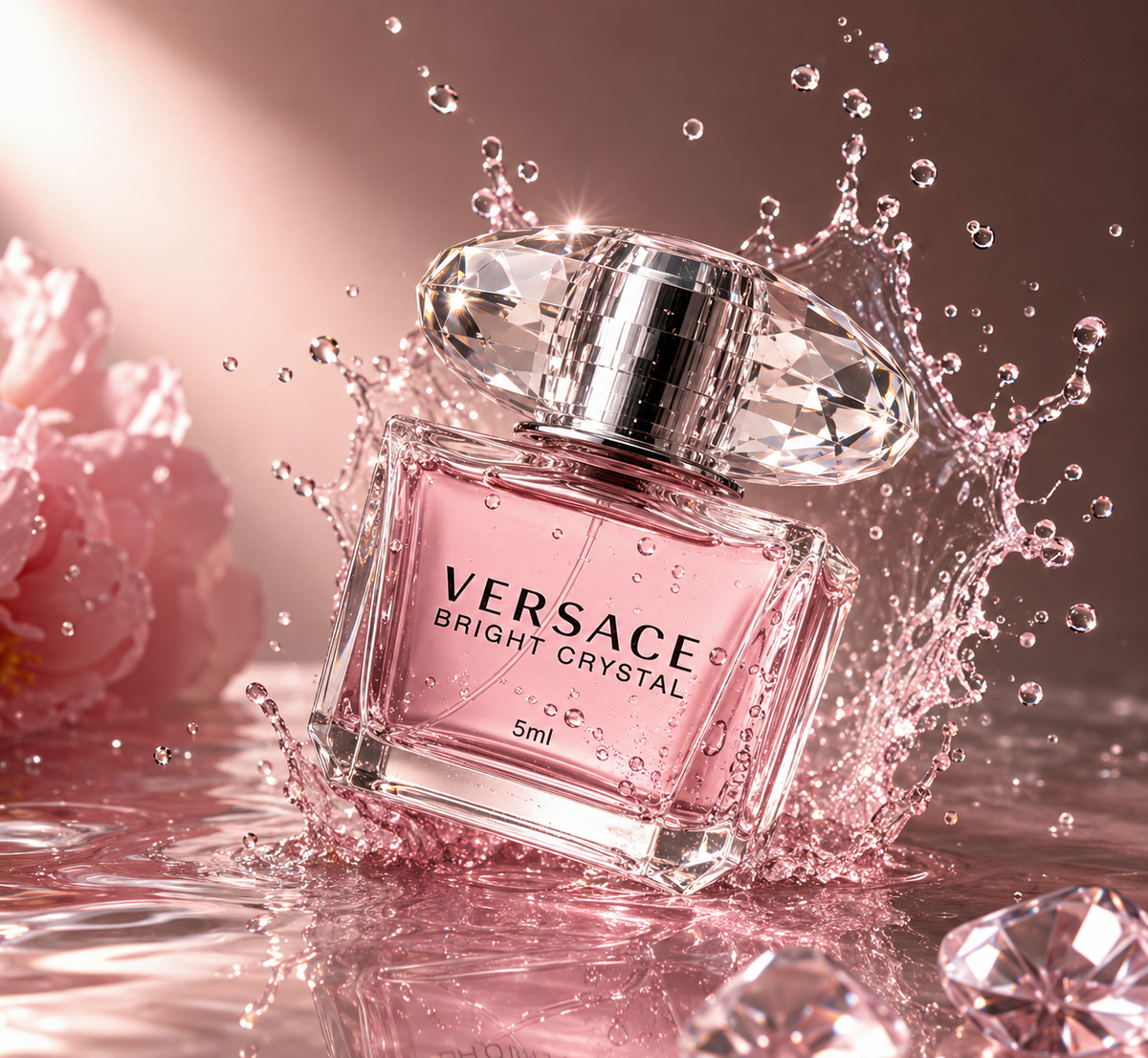 Versace Bright Crystal EDT 5ml mini bottle with water splash
