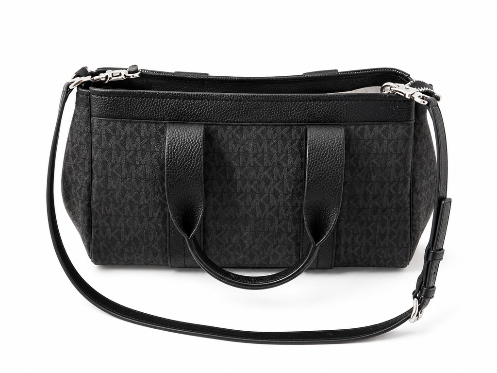 Michael Kors Black Signature Logo Satchel Crossbody Bag