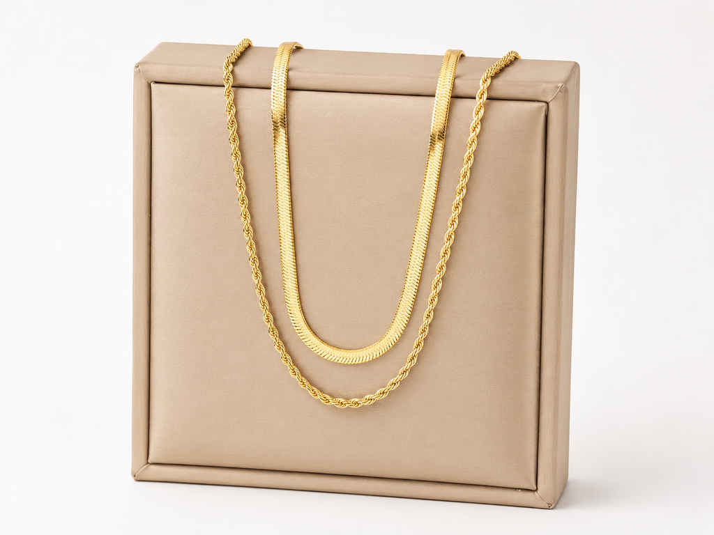 18K Gold Plated Layered Bar Pendant Necklace | Tarnish-Free Stainless Steel