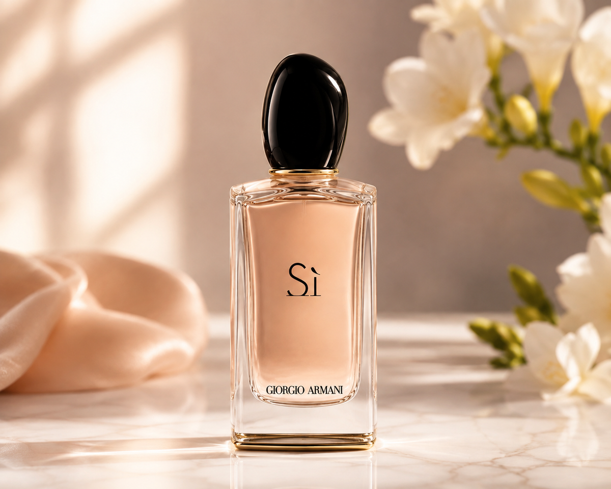 Giorgio Armani Sì EDP 7ml bottle with white flowers