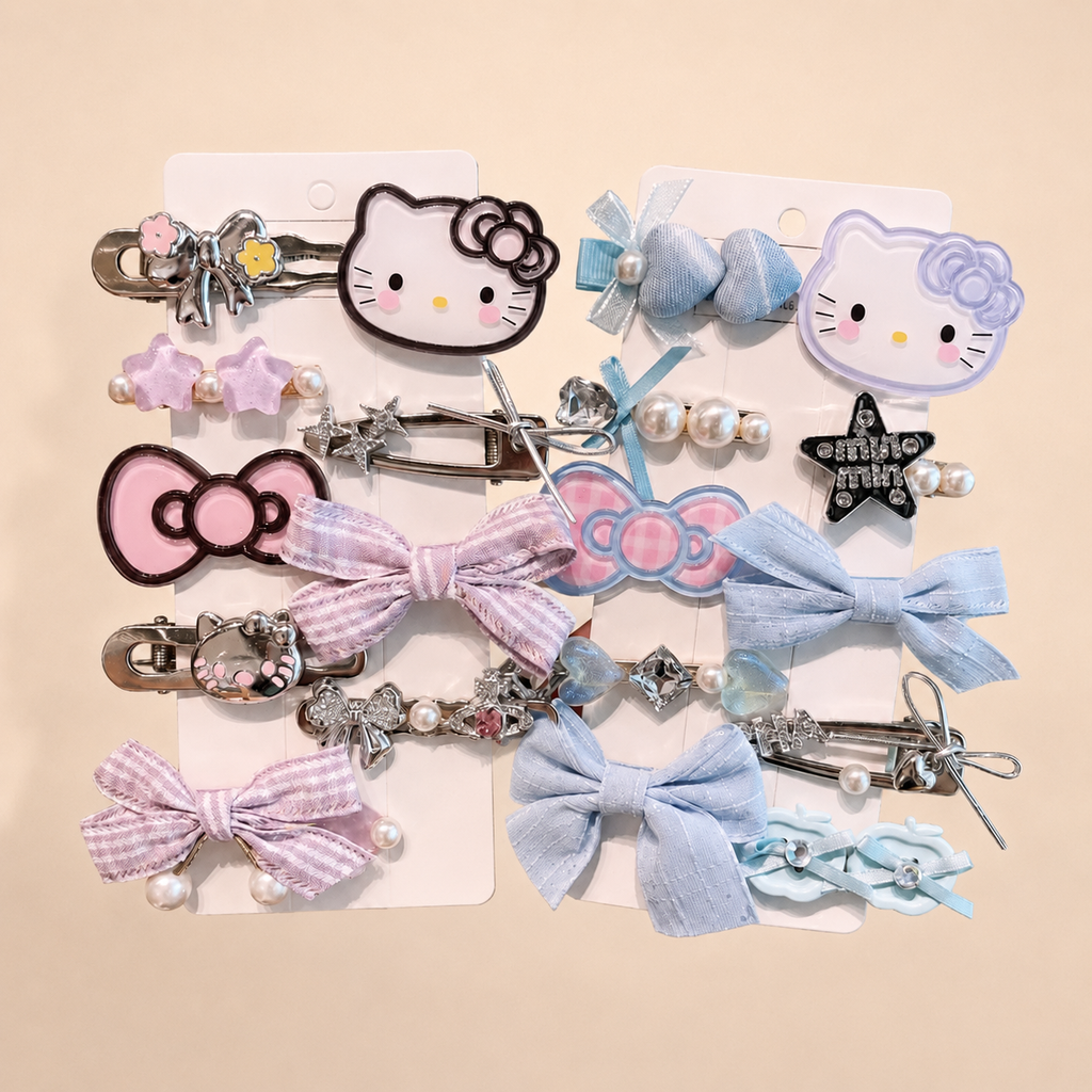 Kawaii Character Hair Clips Set