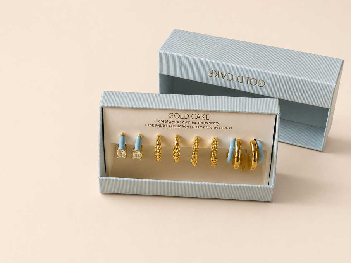 Gold-Tone Blue & White Assorted Earring Sets