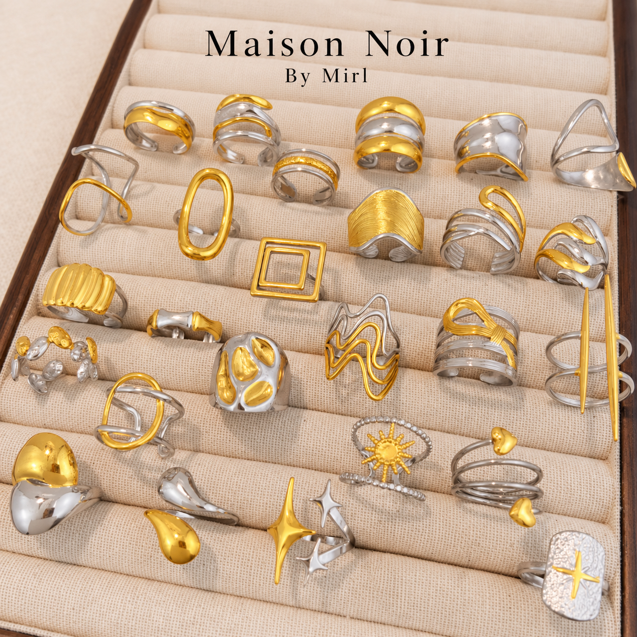 Assorted Two-Tone Rings – Set of 3