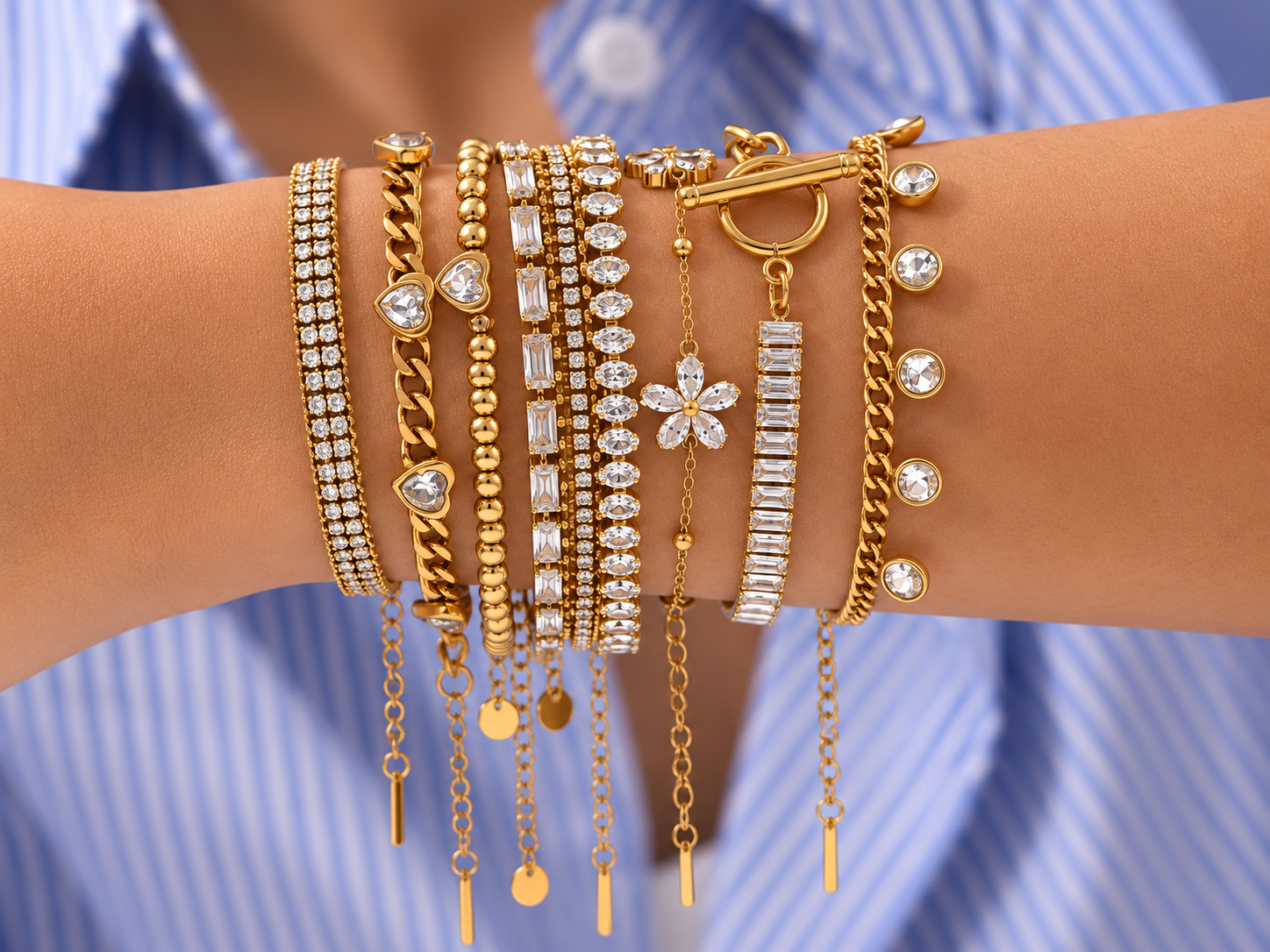 18K Gold PVD Waterproof Non-Tarnish Tennis Bracelet