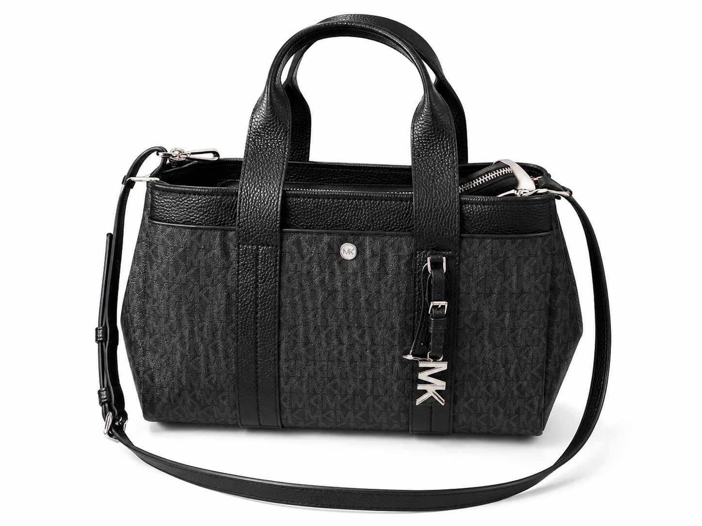 Michael Kors Black Signature Logo Satchel Crossbody Bag