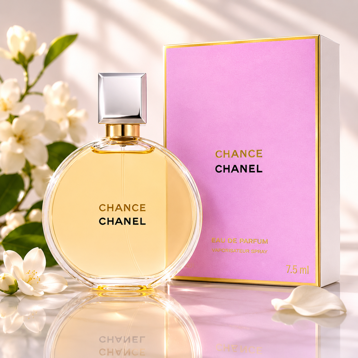 Chanel Chance EDP 7.5ml bottle with pink box