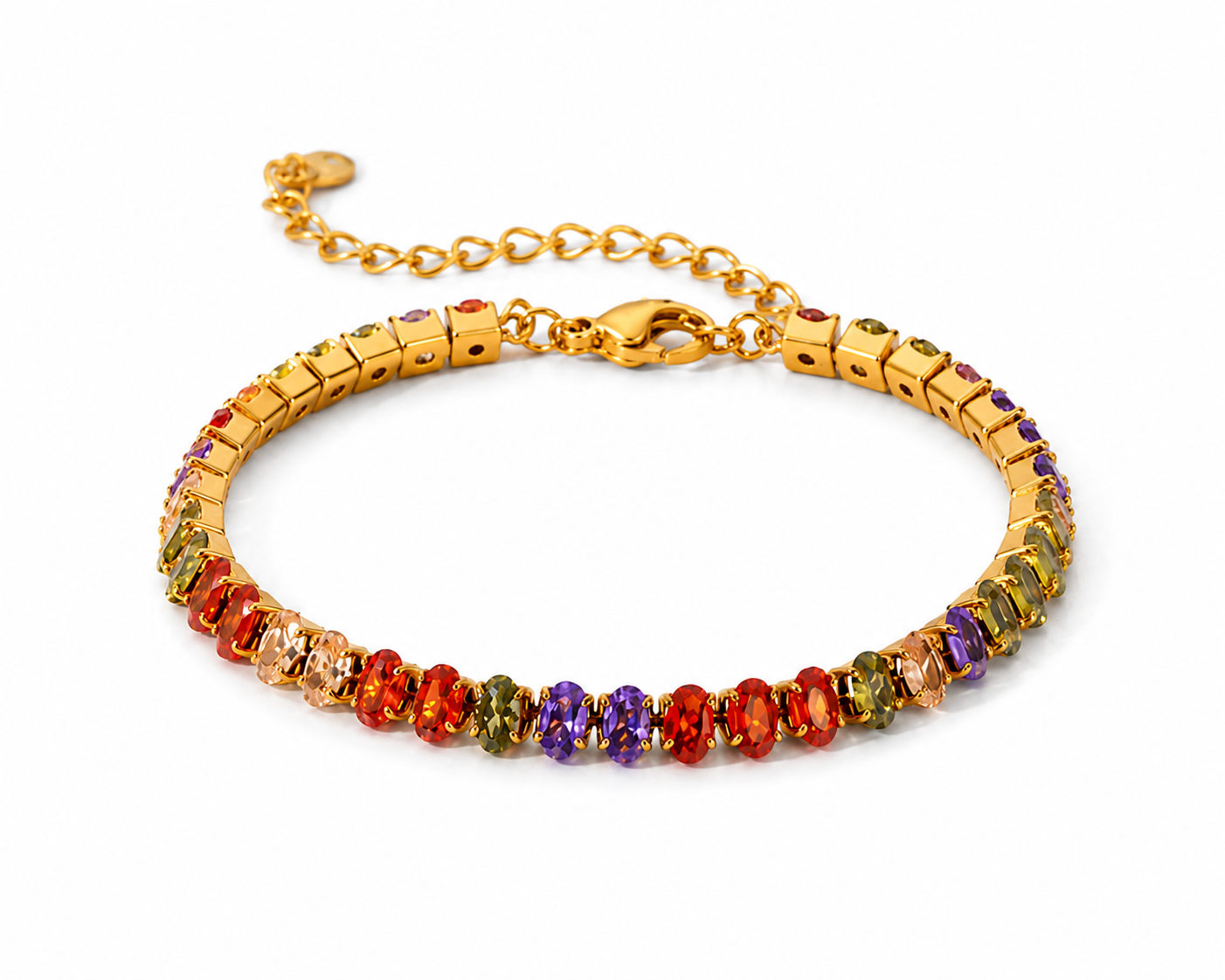 18K Gold Plated Colorful CZ Tennis Bracelet