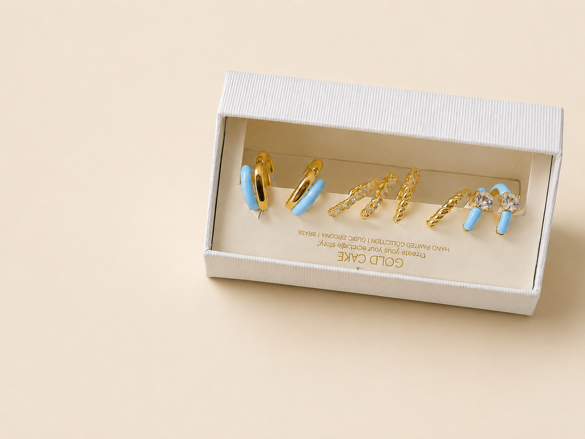 Gold-Tone Blue & White Assorted Earring Sets