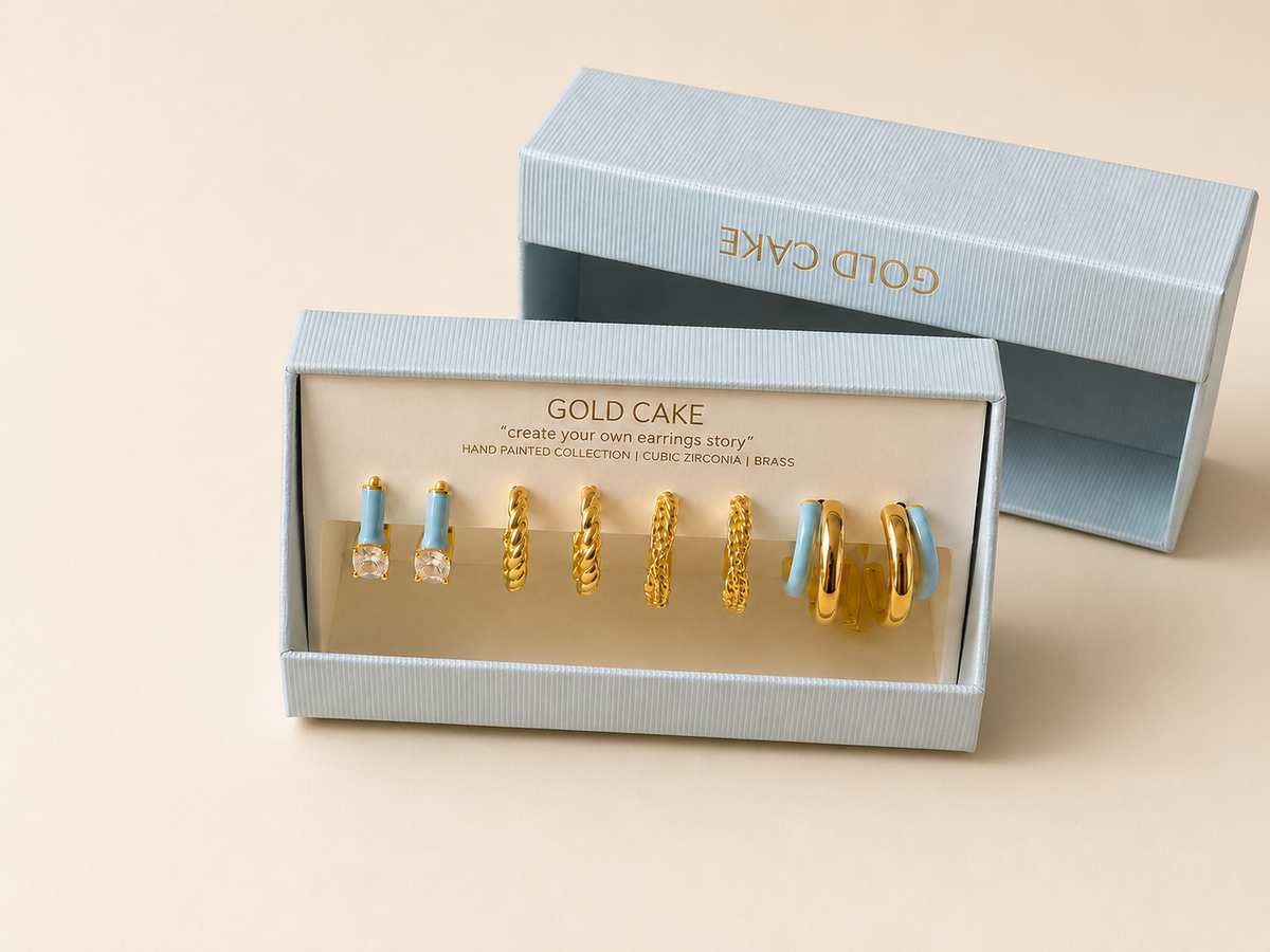 Gold-Tone Blue & White Assorted Earring Sets