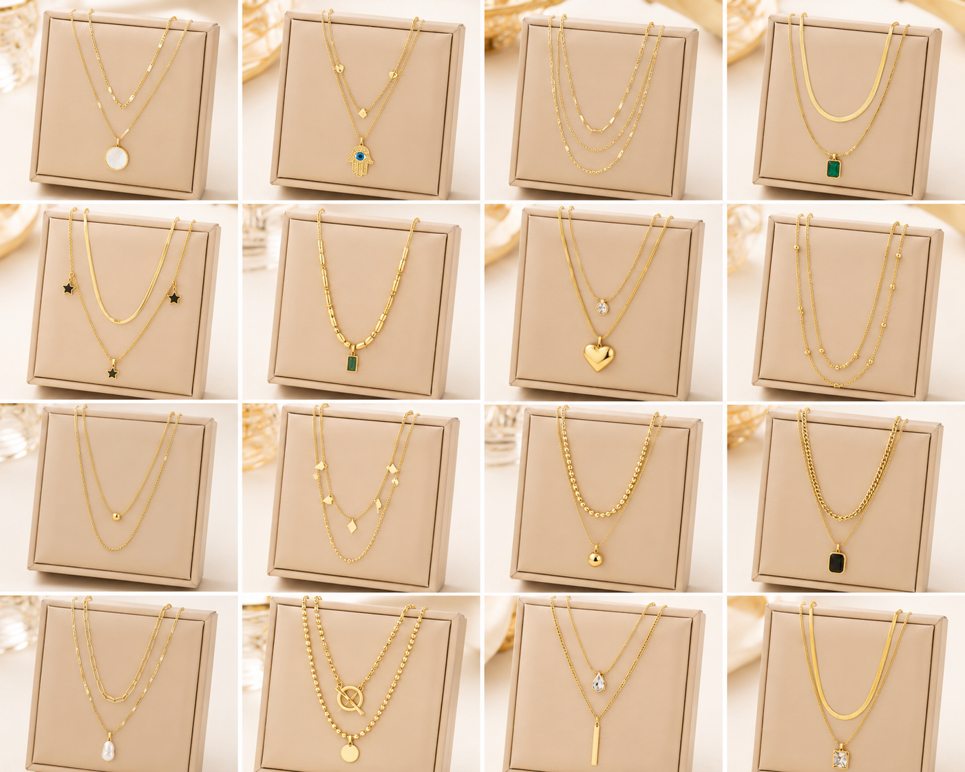 18K Gold Plated Layered Bar Pendant Necklace | Tarnish-Free Stainless Steel