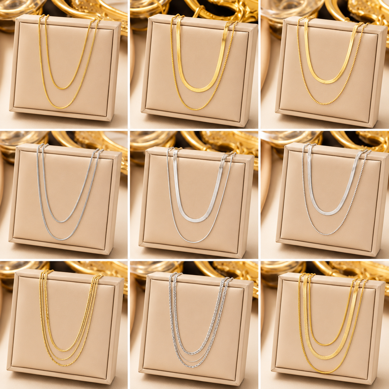 18K Gold Plated Layered Bar Pendant Necklace | Tarnish-Free Stainless Steel