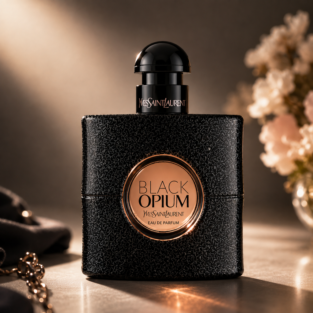 YSL Black Opium Eau de Parfum 7.5ml mini bottle close up