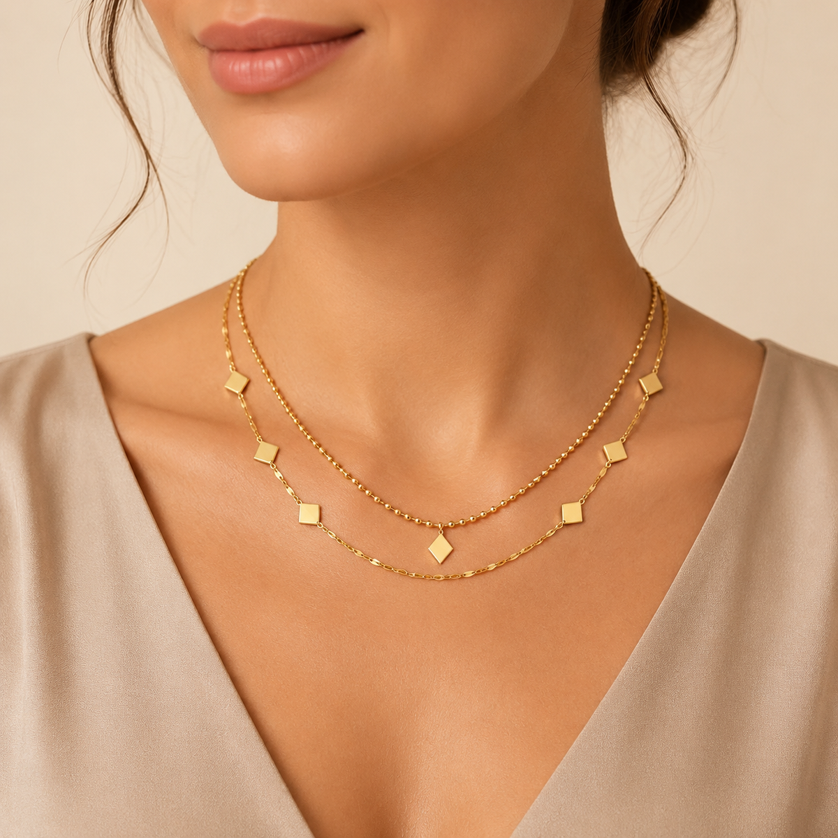 18K Gold Pendant & Charm Necklace – Tarnish-Free