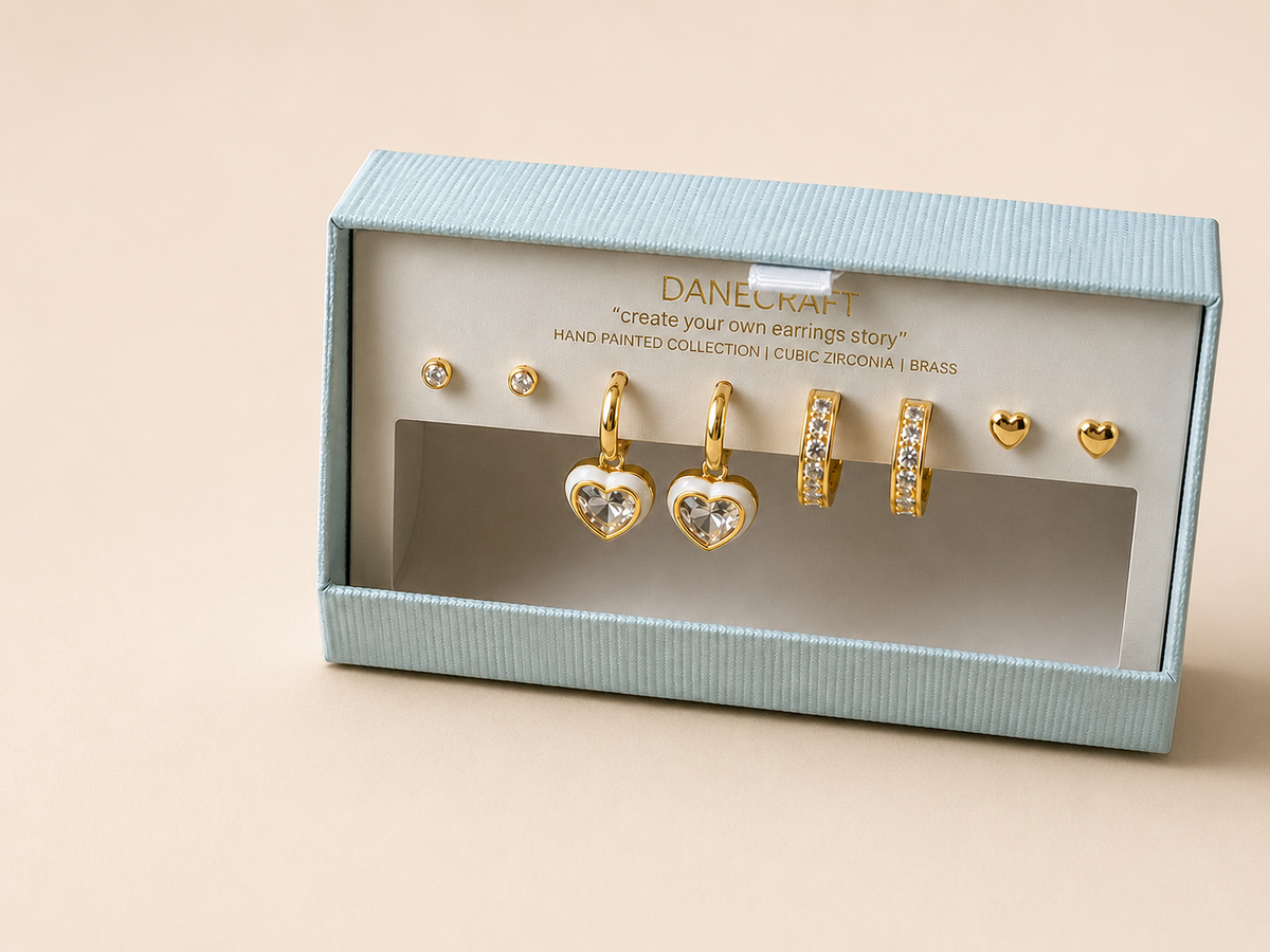 Gold-Tone Blue & White Assorted Earring Sets