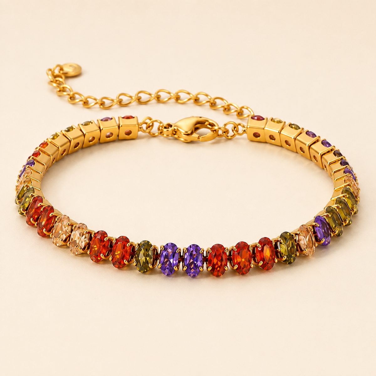 18K Gold Plated Colorful CZ Tennis Bracelet
