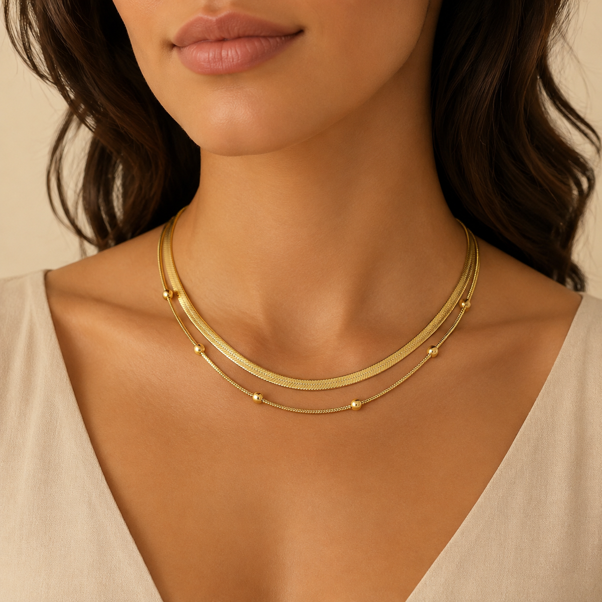 18K Gold Layered Chain Necklace – Tarnish-Free