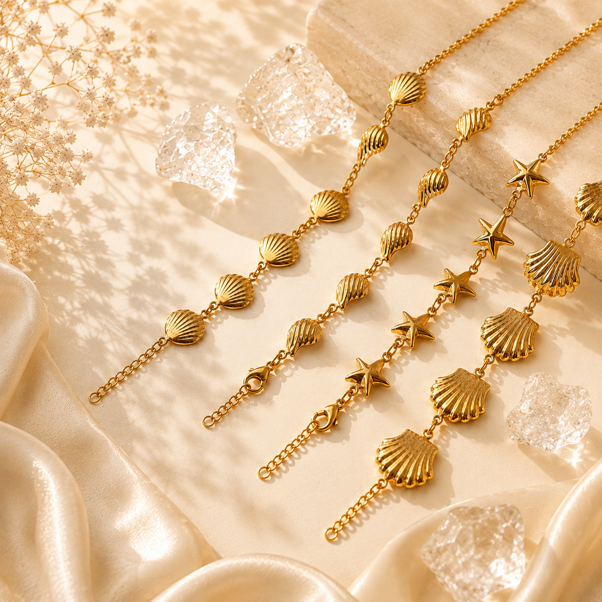 18K Gold PVD Seashell Charm Bracelet