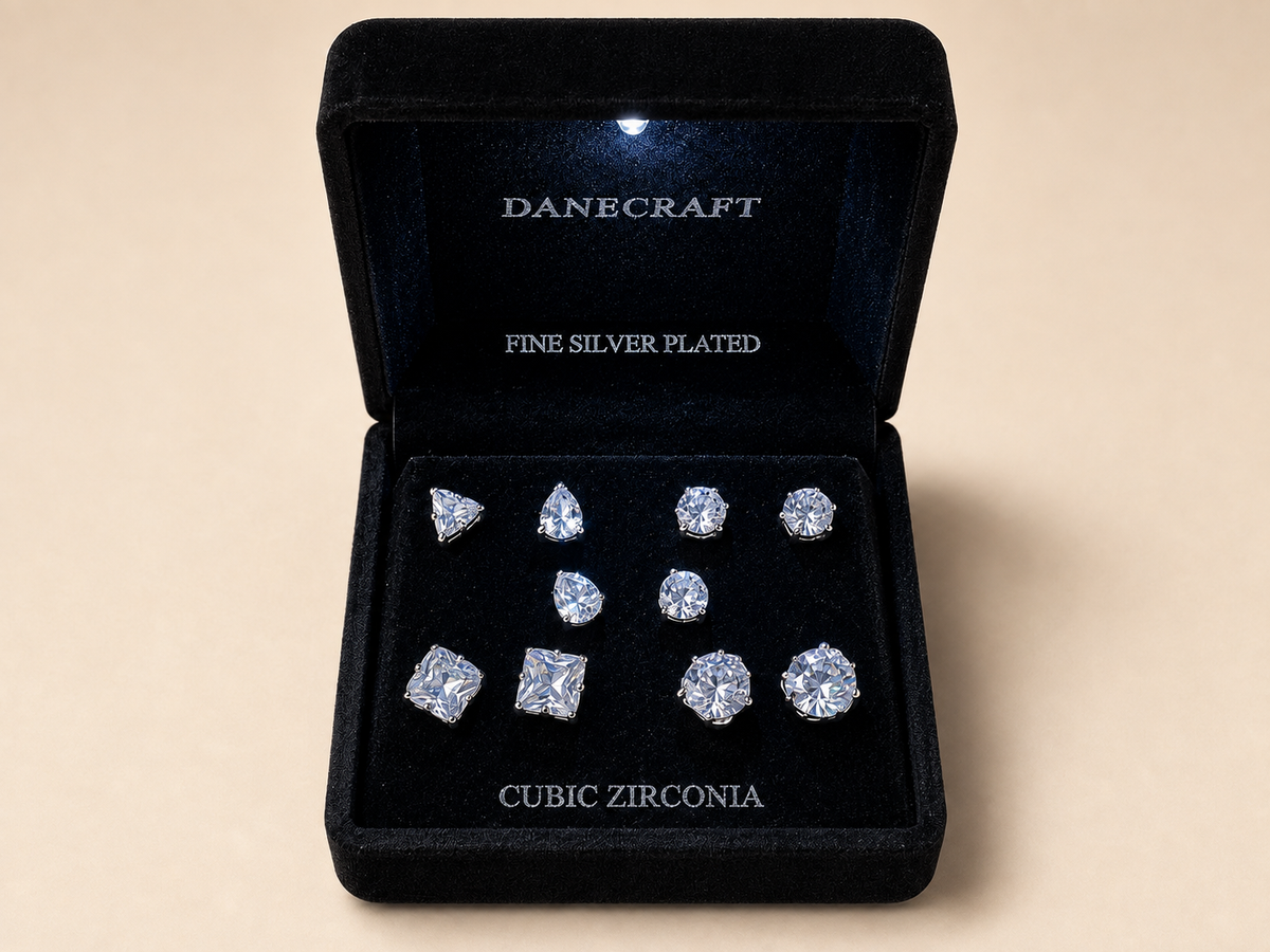 Danecraft Fine Silver Plated Heart Necklace and Earrings Jewelry Set