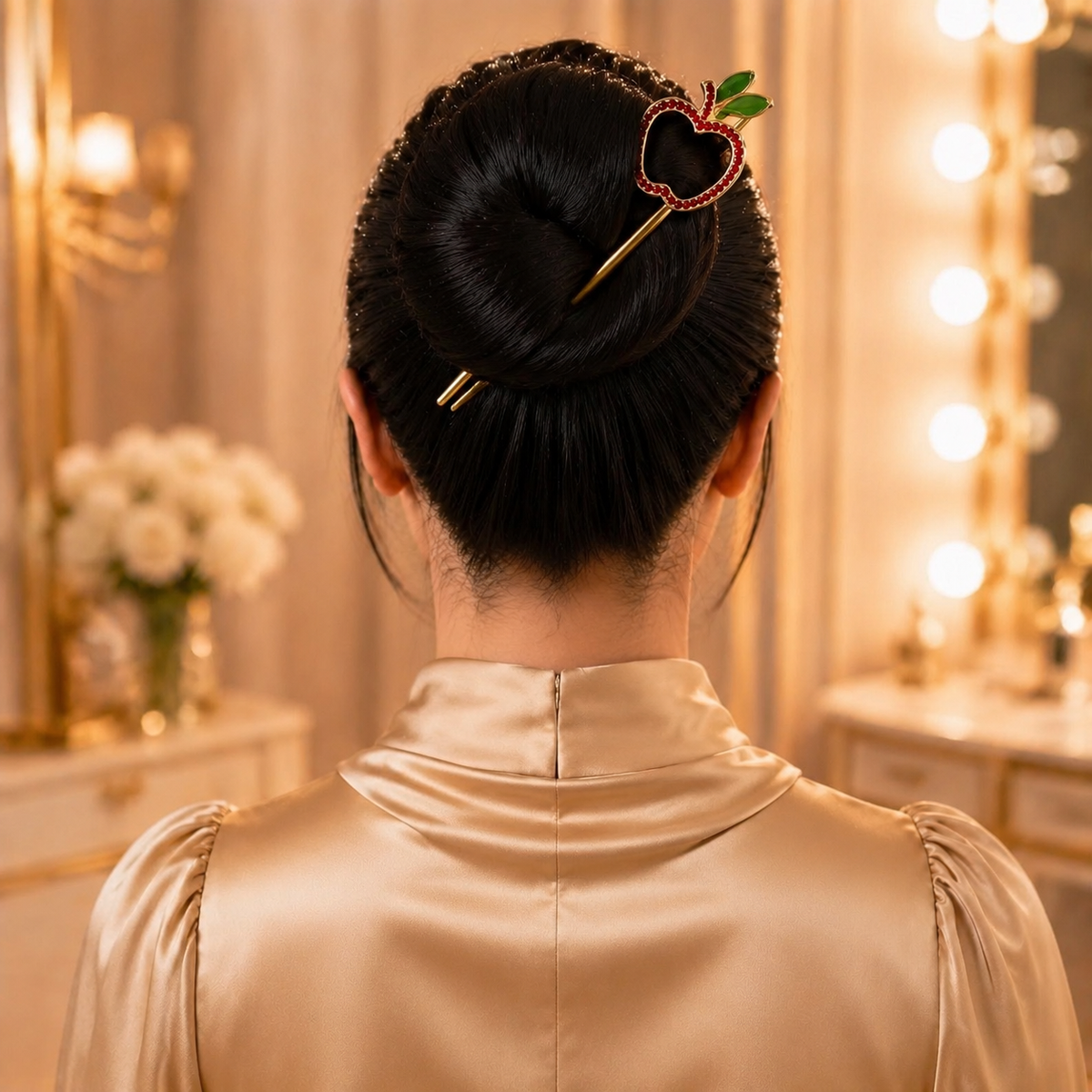 Piper K Apple Twist, Tuck & Go Hair Pins – 2-Piece Rhinestone Hair Pin Set