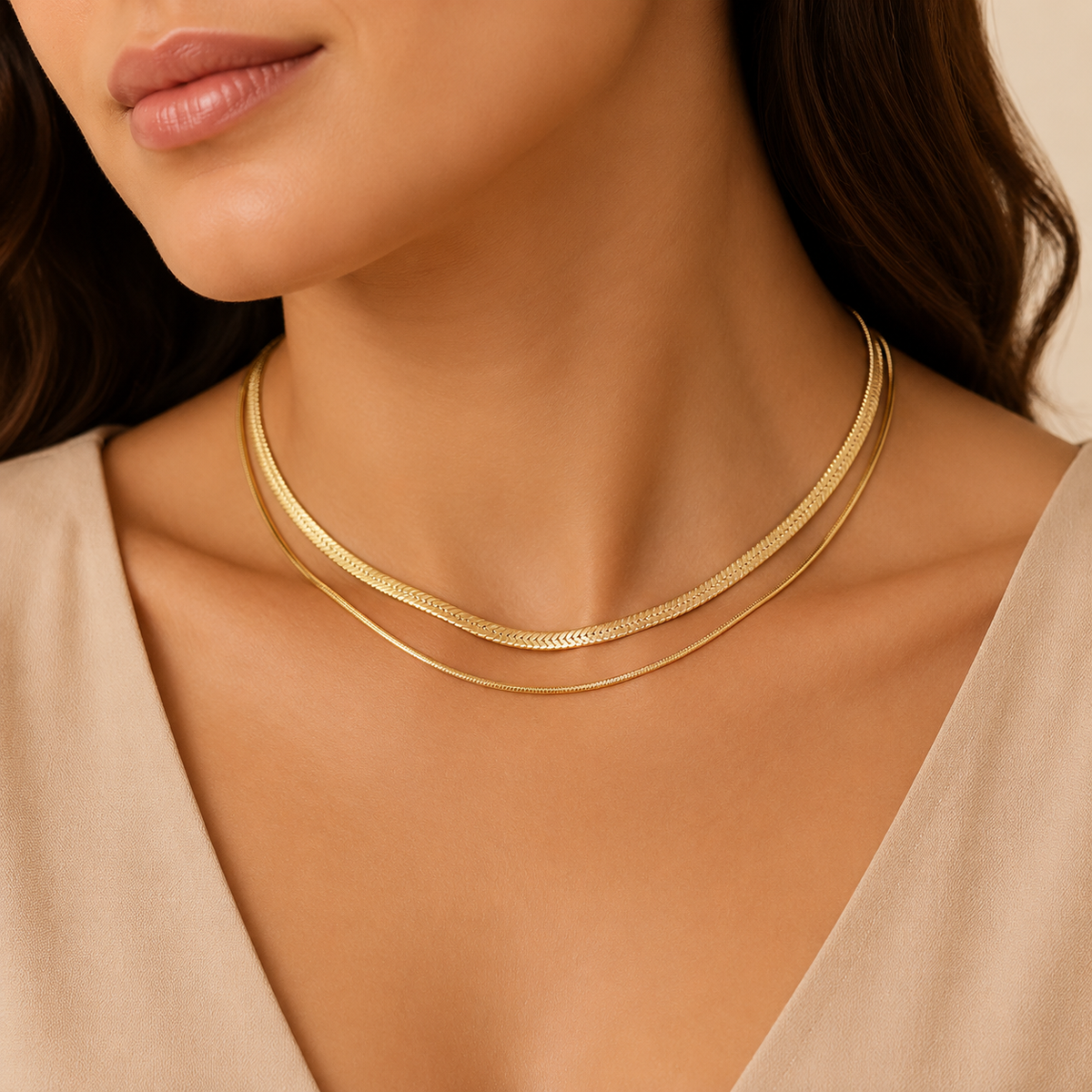 18K Gold Layered Chain Necklace – Tarnish-Free