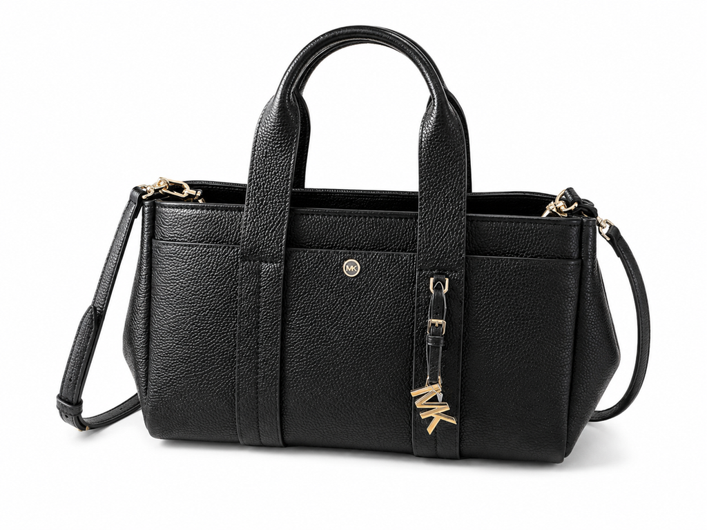Michael Kors Black Signature Logo Satchel Crossbody Bag