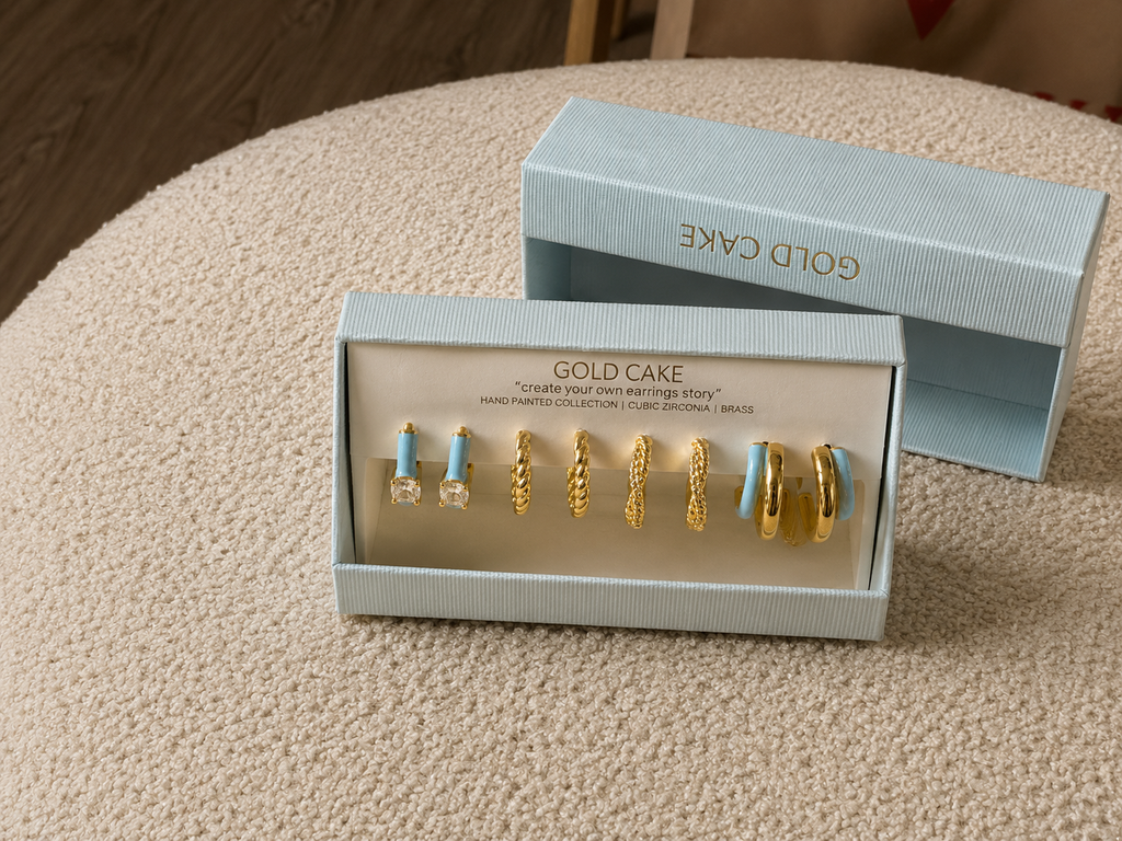 Gold-Tone Blue & White Assorted Earring Sets