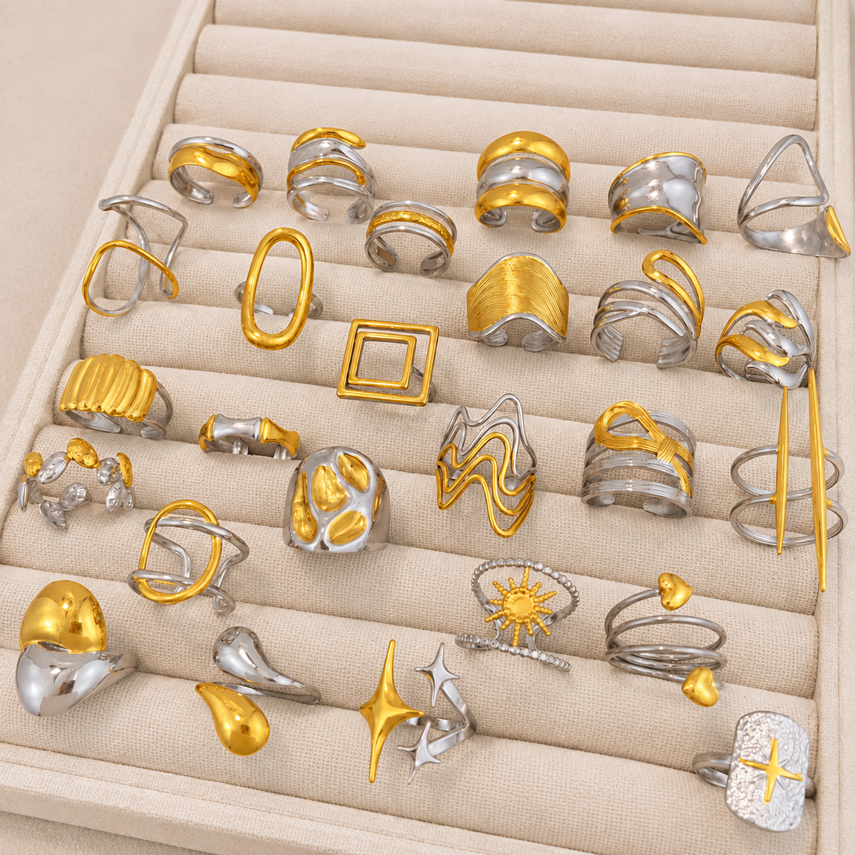 Assorted Two-Tone Rings – Set of 3