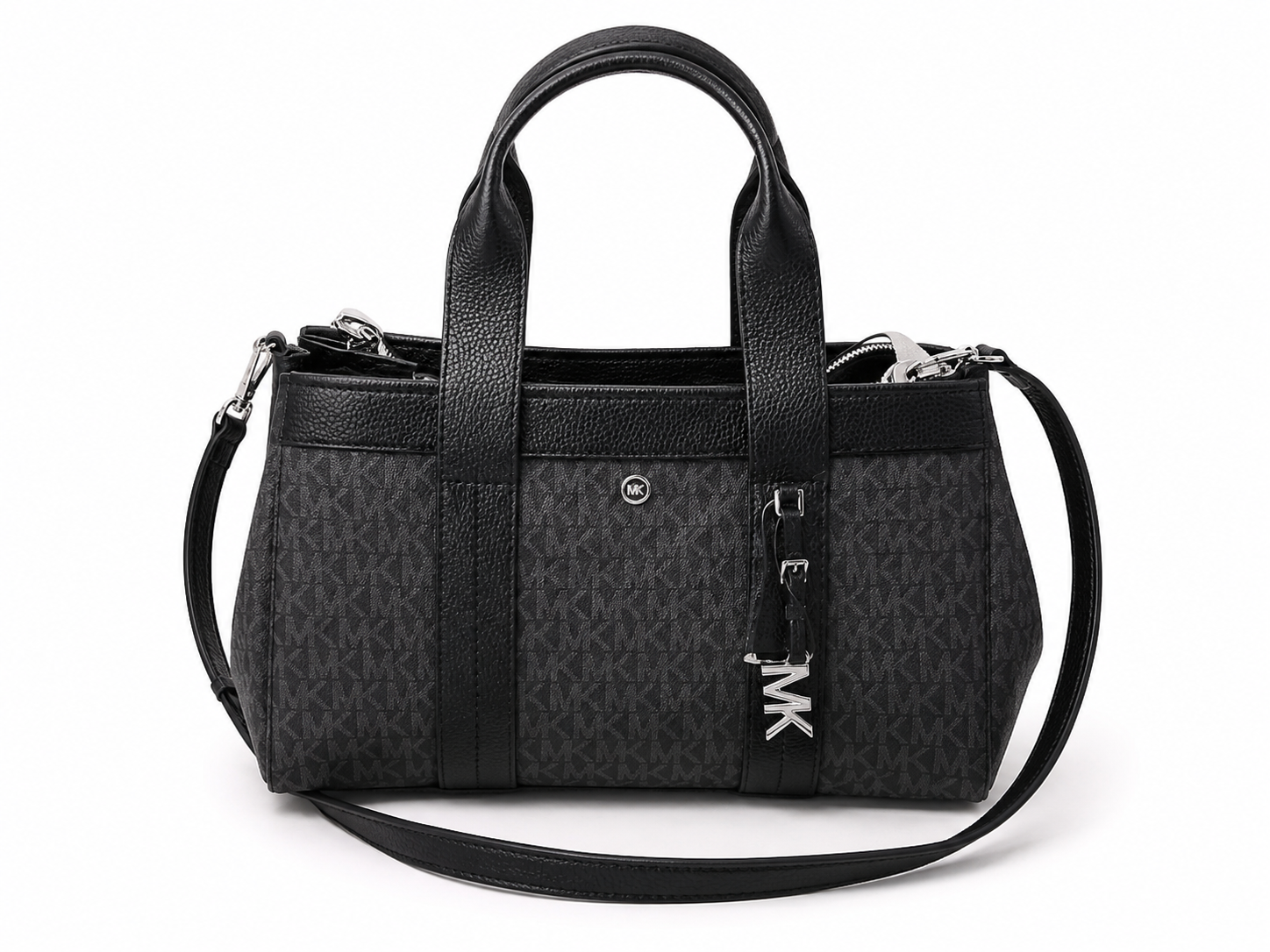 Michael Kors Black Signature Logo Satchel Crossbody Bag