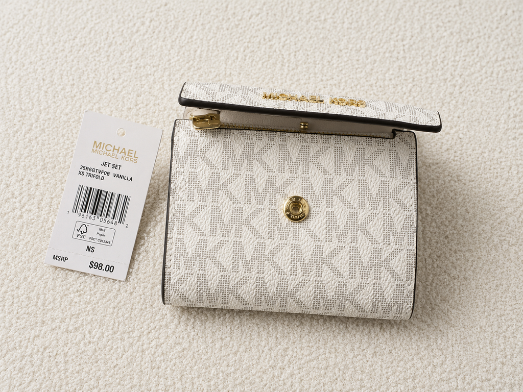 Michael Kors Women’s Wallet – Vanilla Trifold & Brown Bifold