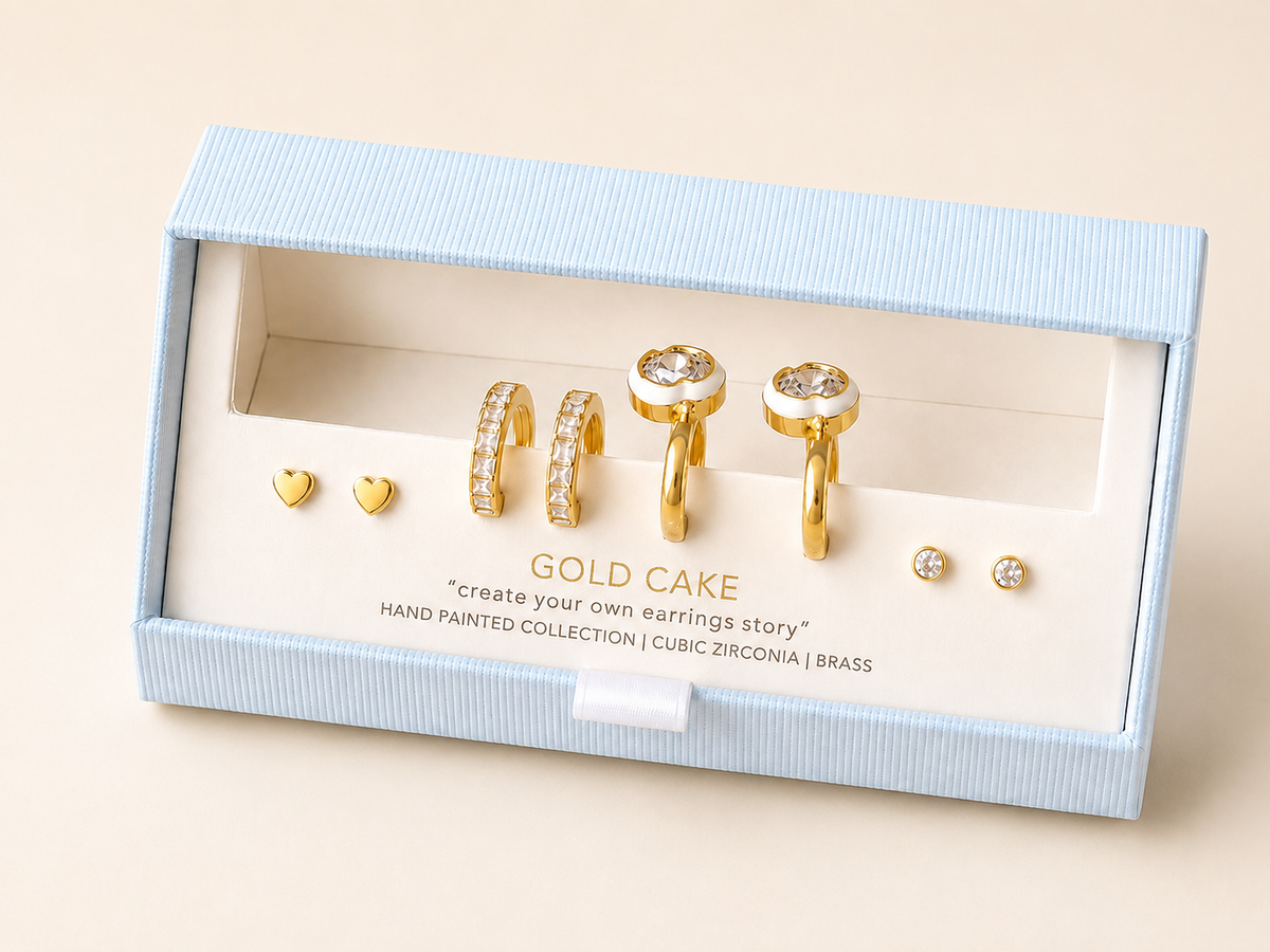 Gold-Tone Blue & White Assorted Earring Sets