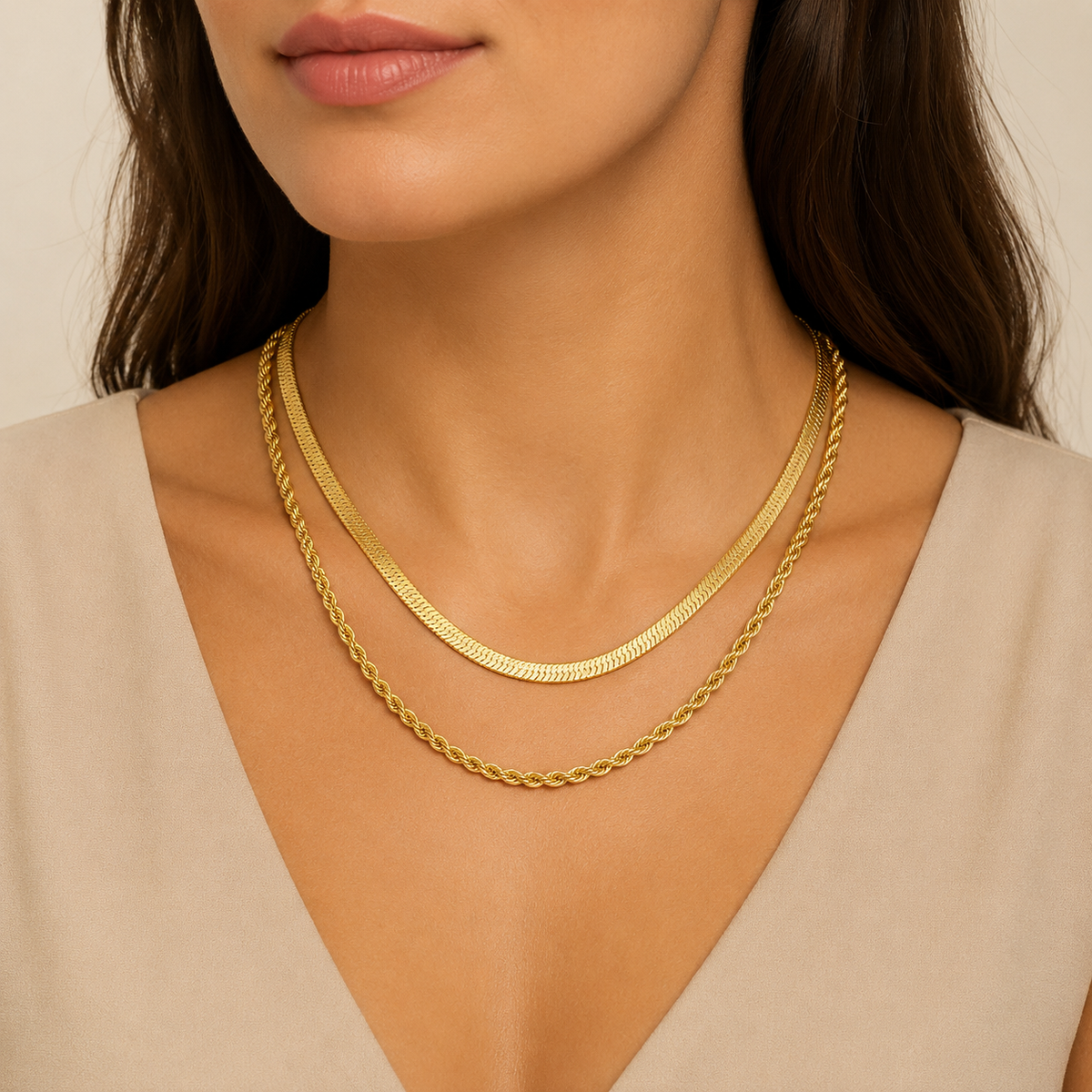 18K Gold Layered Chain Necklace – Tarnish-Free