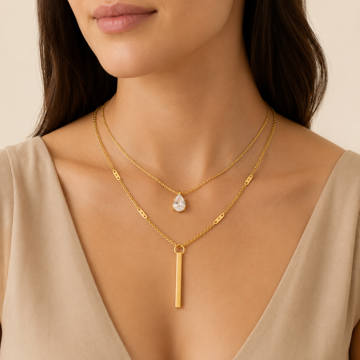 18K Gold Pendant & Charm Necklace – Tarnish-Free