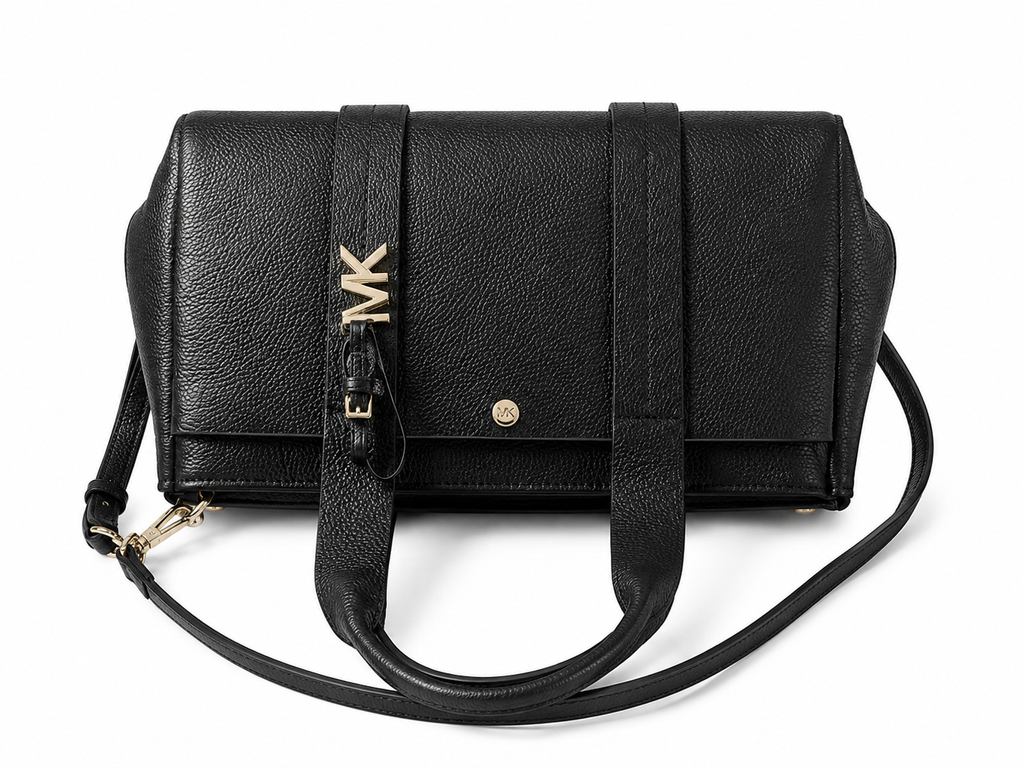Michael Kors Black Signature Logo Satchel Crossbody Bag