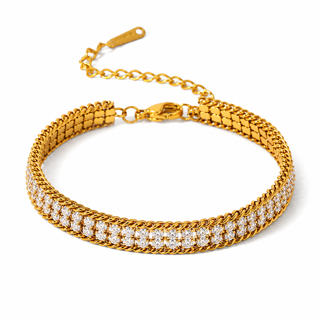 18K Gold PVD Waterproof Non-Tarnish Tennis Bracelet