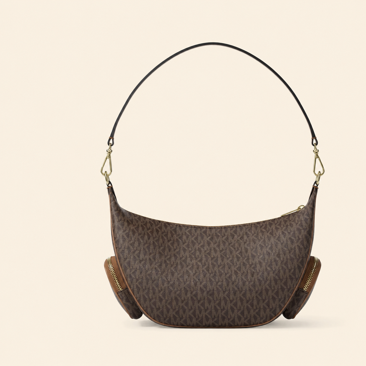 Michael Kors Monogram Multi-Pocket Shoulder Bag – Brown or Black/Gray