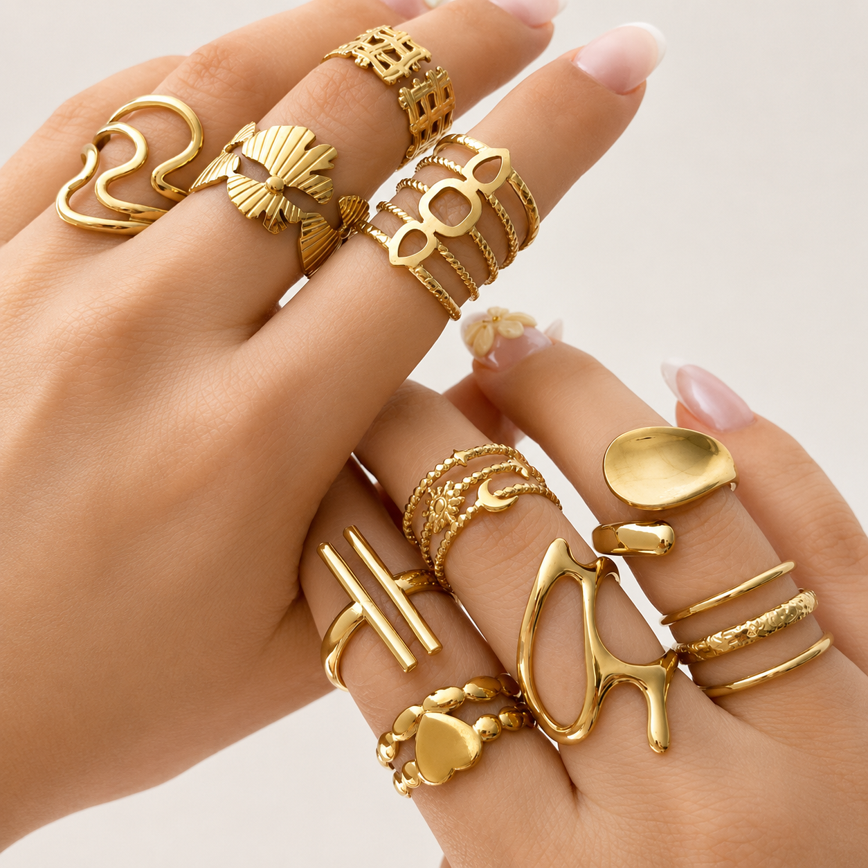 Assorted Gold Ring Set – Choose 3 Rings or Complete 10-Piece Collection