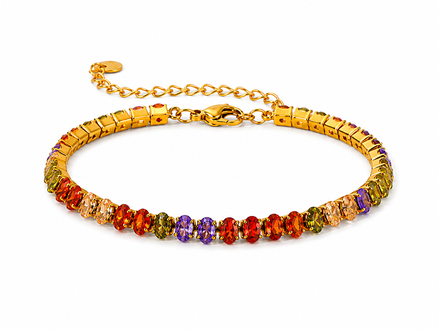 18K Gold Plated Colorful CZ Tennis Bracelet
