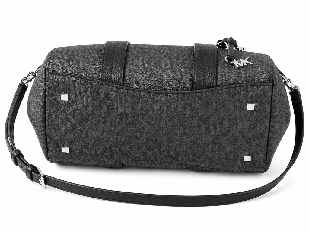 Michael Kors Black Signature Logo Satchel Crossbody Bag
