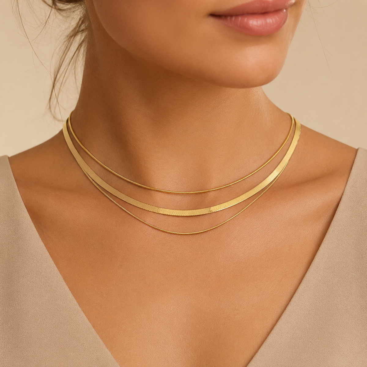 18K Gold Layered Chain Necklace – Tarnish-Free